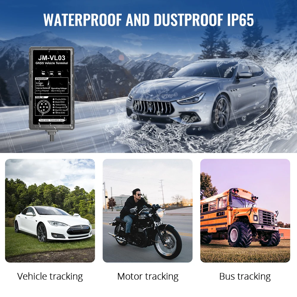 JIMIMX JM-VL03 4G Vehicle Tracker 9-90V GPS For Motorcycle Stop Engine Remote Scooter Tracking Car Against Theft LTE Locator DC gps tracker car tracker