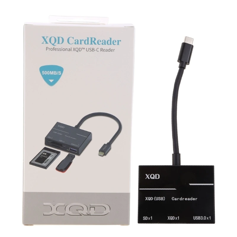 3-in-1 XQD Card Reader USB Type C Memory Card Adapter Read 3 Cards for XQD Sony-G for Lexar USB Mark Card