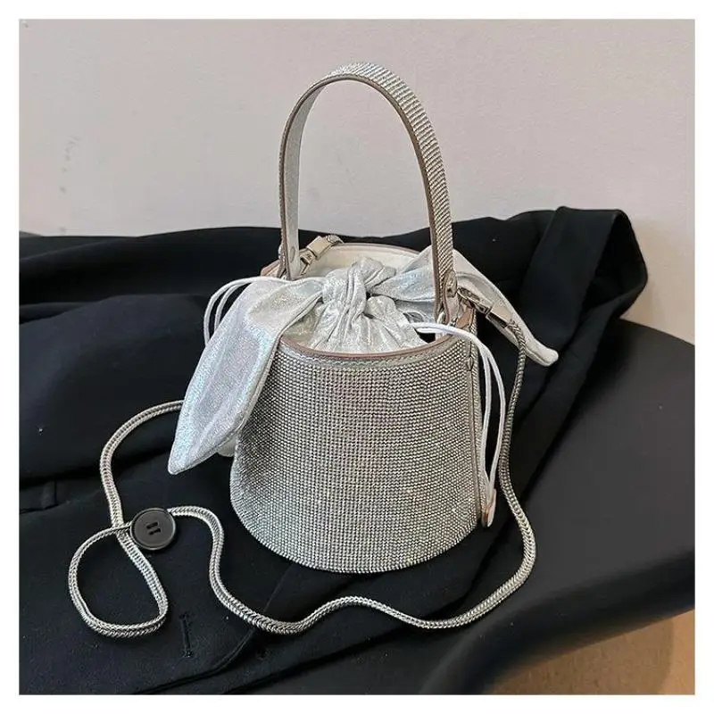 

2024 Brand Luxury Women's Bag Bow Knot Tying Girl Crossbody Messenger Bags For Women Exquisite Cylindrical Shoulder Bag