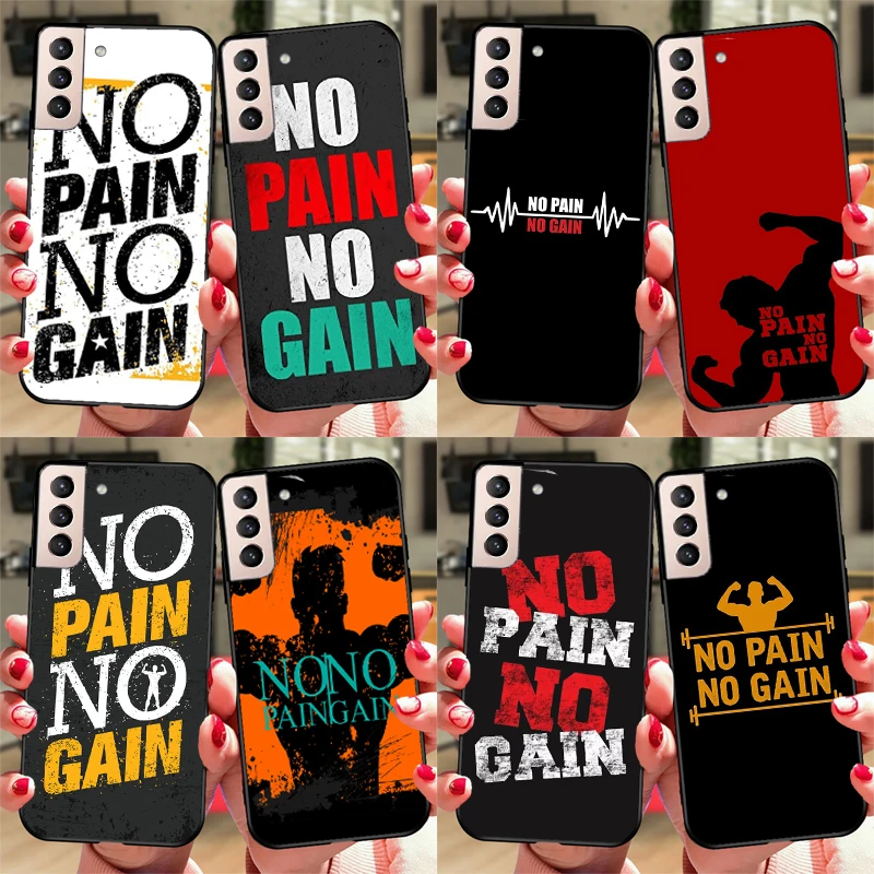 No Pain No Gain Gym Fitness Quote Case Per Samsung Galaxy S22 S21 Note 20 Ultra S8 S9 S10 Note 10 Plus S20 Fe Cover Posteriore