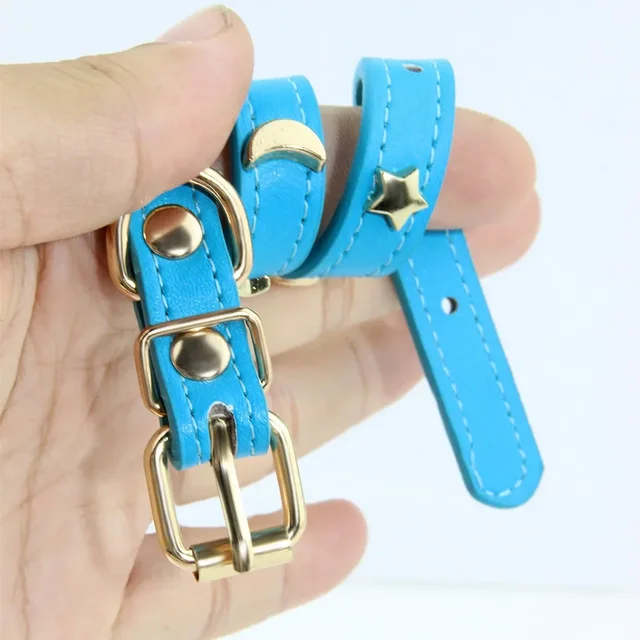 Cute Cat Collar Soft Leather Pet Collars For Small Dog Kitten Puppy Necklace Cat Accessories  Star Moon Rivets Decoration XS-M 4