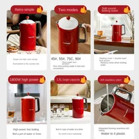 Retro Red Intelligent Touch Electric Kettles Double Mode Boiling Water Automatic Insulation Stainless Steel 1.5L Kettle Electric 2