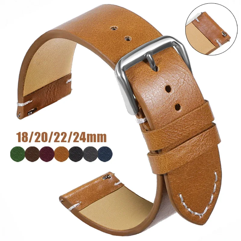 Vintage Genuine Leather Watch Band with Quick Release
