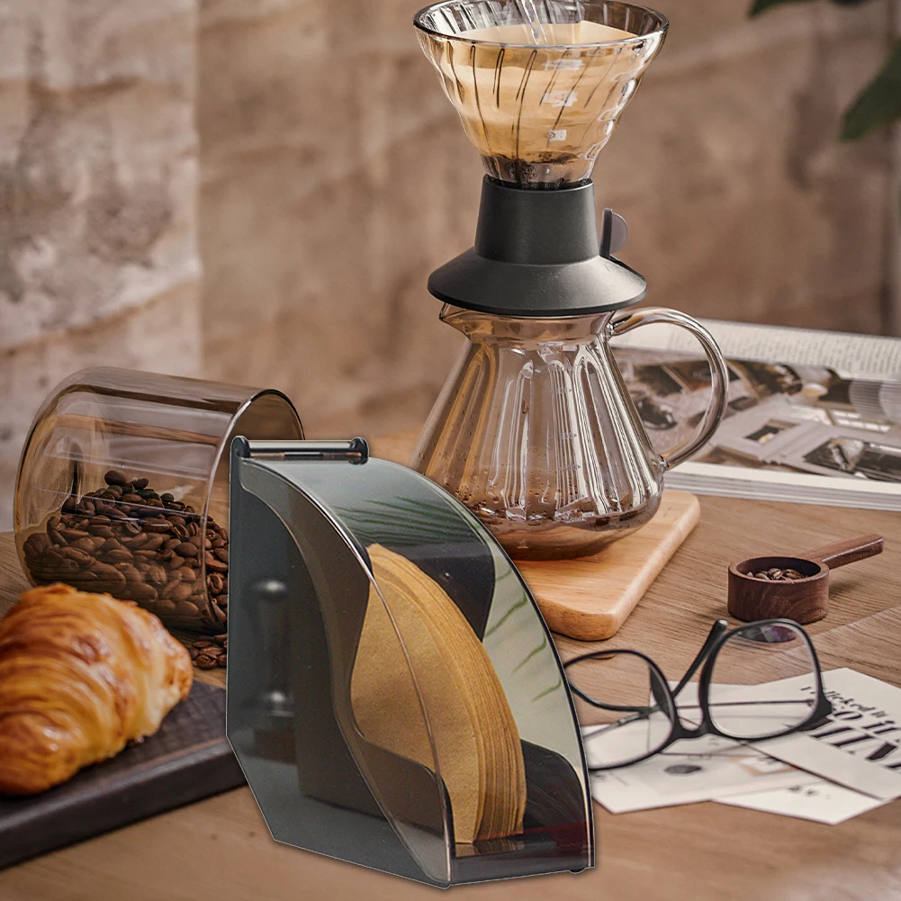 

Hand Drip Coffee Filter Paper Holder Storage Rack With Acrylic Cover Dispenser For Home Kitchen Utensils
