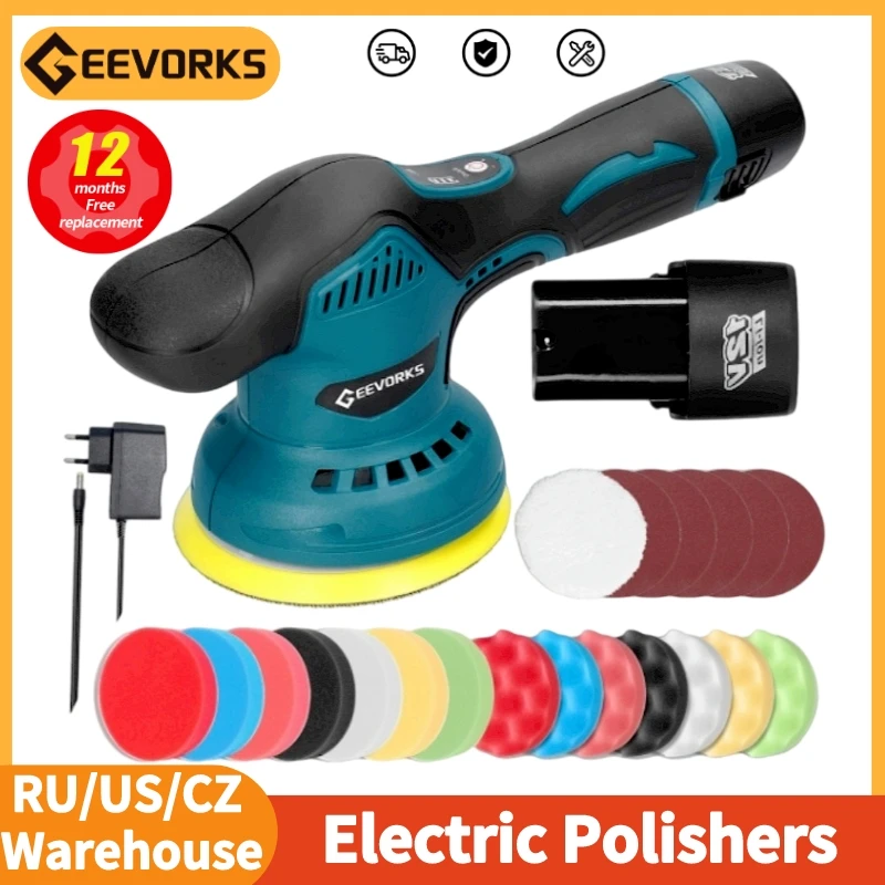Polisseuse Voiture Sans Fil 8 Vitesses (2800-6000 Tr/min) - Kit Avec 2 Batteries 21V 2.0Ah Et 21 Accessoires