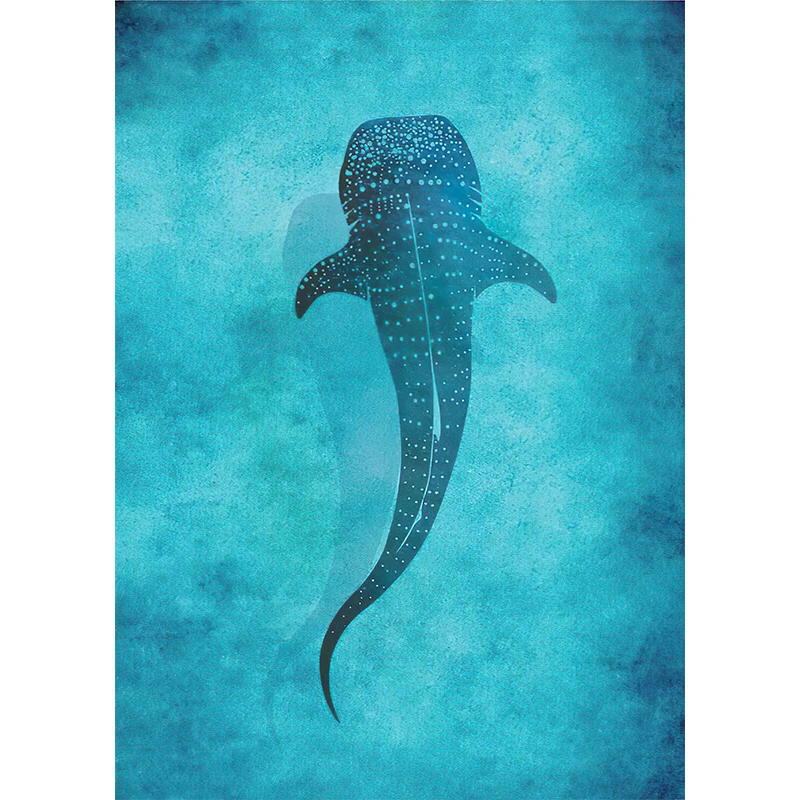 Blue Watercolor Ocean Wildlife Canvas Art