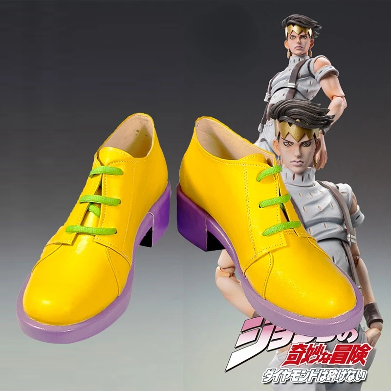 

Anime JoJo Bizarre Adventure Cosplay Rohan Kishibe Yellow Shoes Boots Custom Made Halloween Costumes Props Accessories