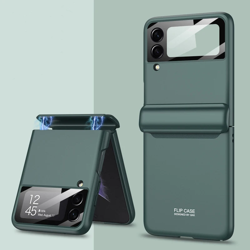 Luxury Case for Galaxy Z Flip 3 4 5G Magnetic Hinge Full Protection Cover Camera Glass Business Hard Back Case for Z Flip3 Flip4