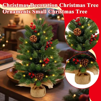 Christmas Artificial Tree Small Tabletop Decor Pinecone Berry Light Design Holiday Festive Home Decor Unique Xmas Decor Gift