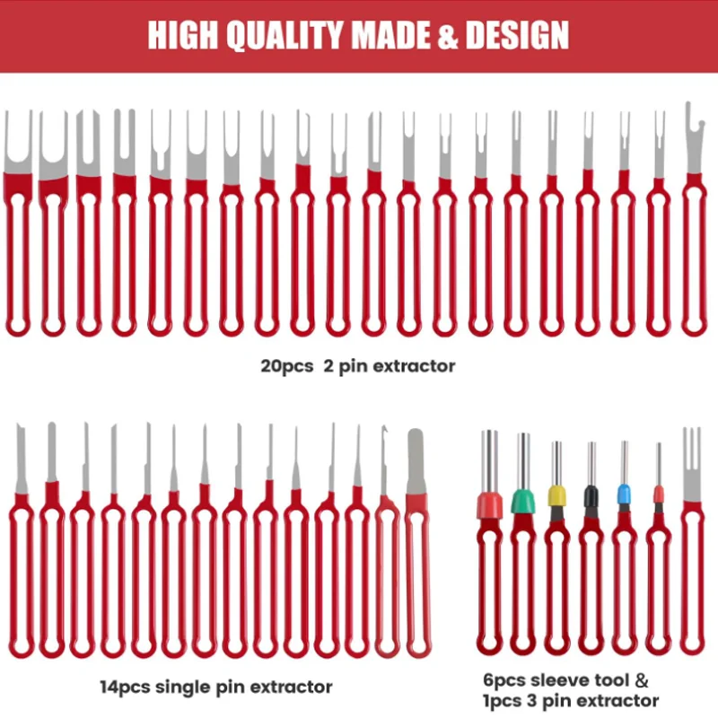 41Pcs Terminal Removal Kit-Upgrade Pin Puller Tool Terminal Ejector Kit Set for Automotive and Most Connector Terminals