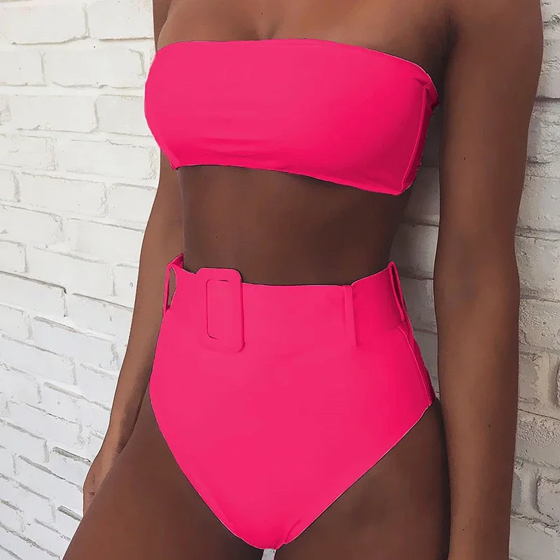 Women's Two Piece Set Bikini High Waist 2024 Fitted Swimsuit Leopard Print Beach Wear Sexy Bathing Suit Damen Push Up Swimwear