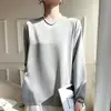 ZZ154 2024 Women's New Minimalist Style Loose Base Silk Versatile Long Sleeve Wear Solid Color Temperament Commuter Top 3