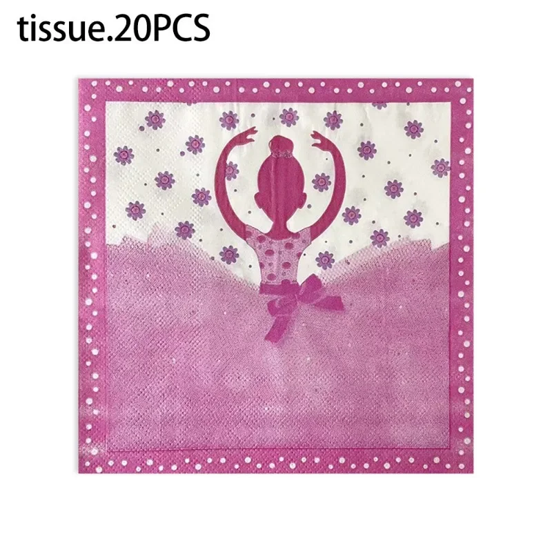 20pcs/Pac 33*33cm 2-Ply New Dancing Ballet Princess Children Girls Birthday Party Decoration Creative Napkin Paper Placemats