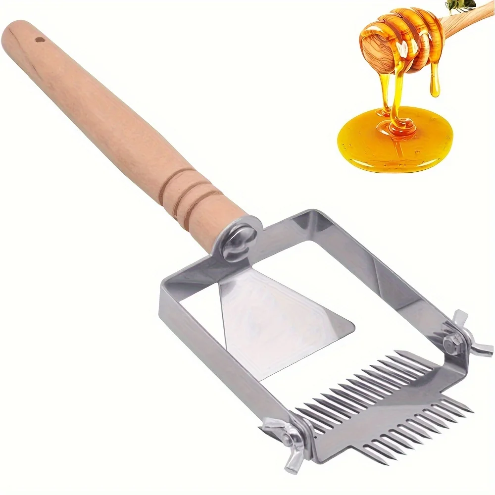 

1pc Honey Uncapping Fork Iron Stainless Steel Honeycomb Honey Scraper, Wooden Handle Beekeeping Beekeeper Equipment Tool