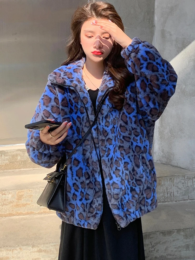 Apricot In Korean|women's Leopard Print Faux Fur Jacket