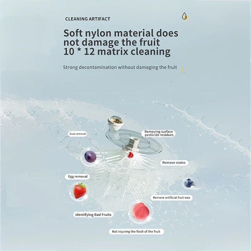 Portable Fruit and Vegetable Cleaning Machine, Full Side Rotating Washer and Automatic Drainage System, 1pc 5