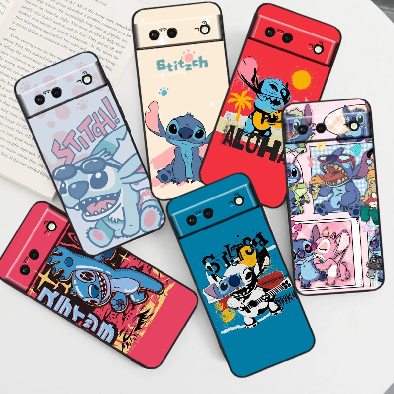 

Couple Stitch Luxury Disney For Google Pixel 8 7A 7 6A 6 5A 5 4 4A XL 5G Black Silicon Shockproof Shell Phone Case