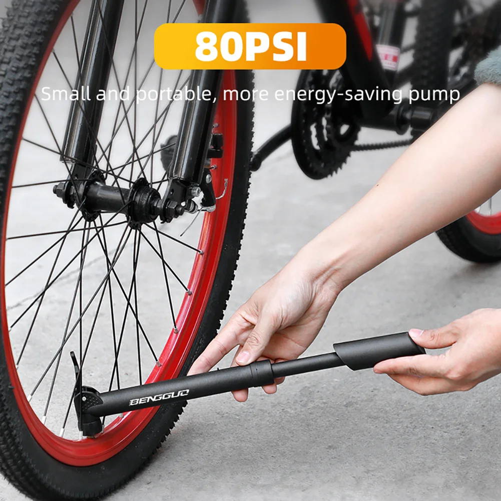 Mini Bike Pump 80PSI Portable Ball Inflating Pump Schrader Presta