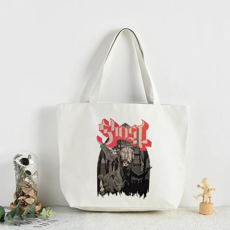 

Ghost Rock Band Prevalent Popular Characters Tote Bag Unisex Canvas Bags Shopping Bags Printed Casual Shoulder Bag Foldable