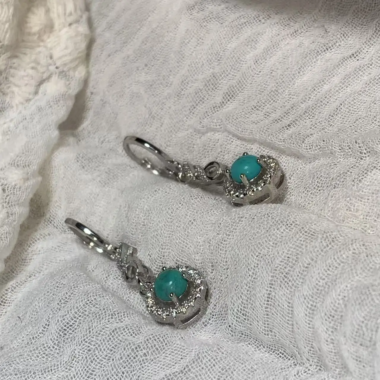 Retro Natural Turquoise earrings Stud earring For Women CUTE Gift Fine Jewelry
