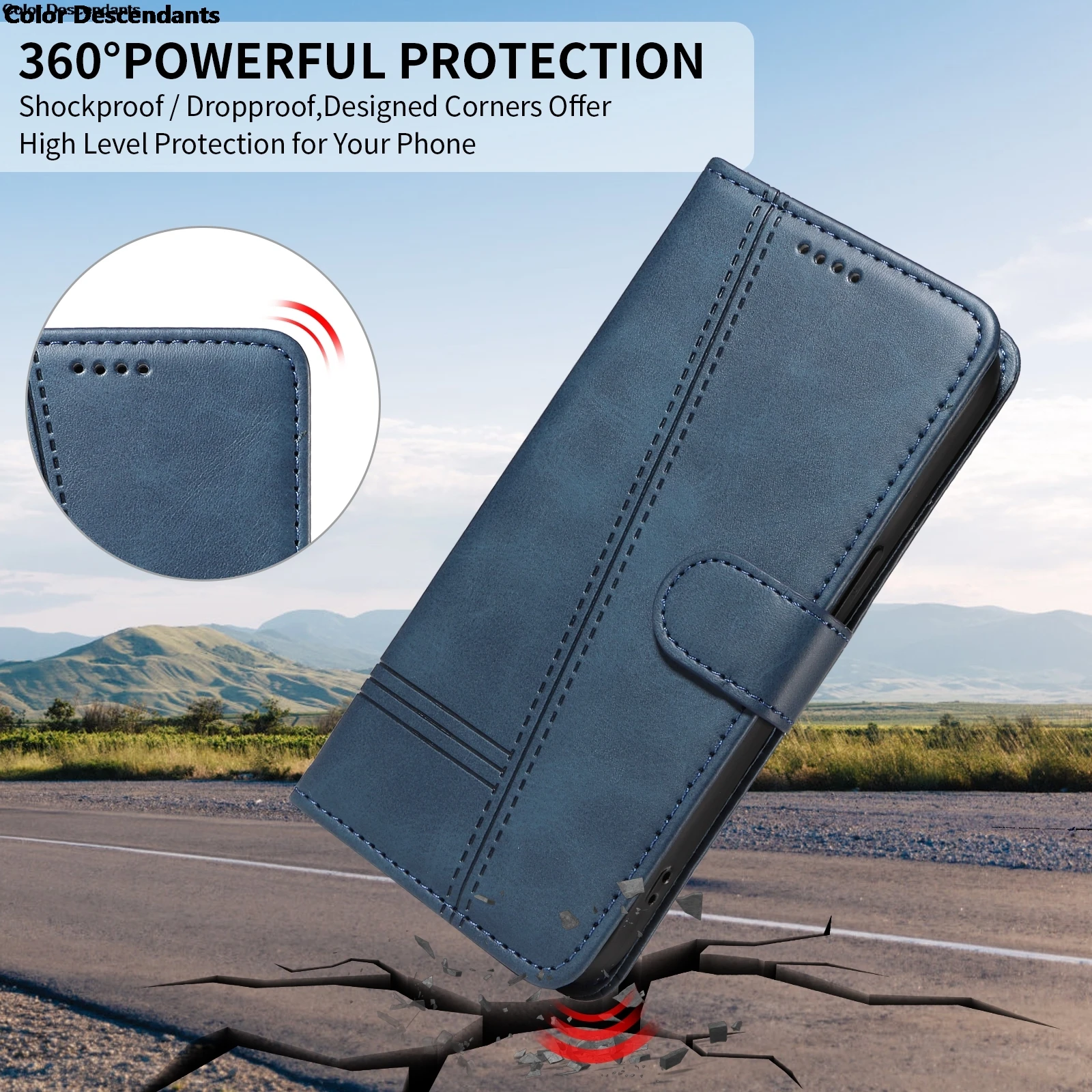 Luxury Line Leather Flip Wallet Case with Card Slots - Premium Book Cover