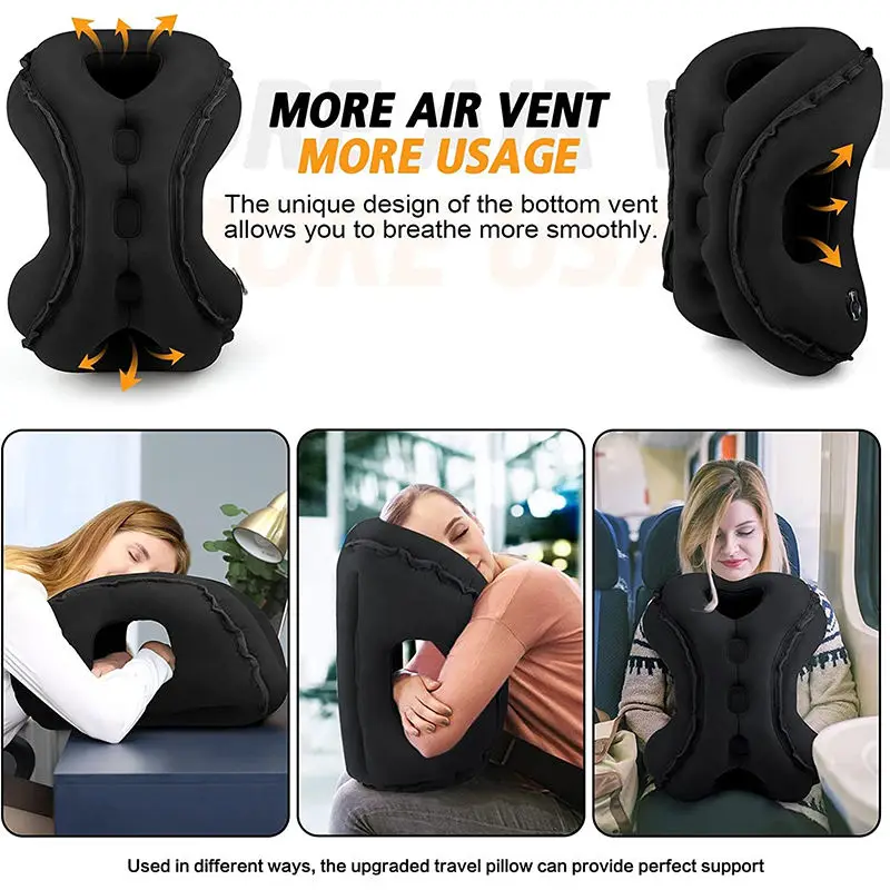 Deluxe Inflatable Travel Pillow with Chin and Neck Support for Ultimate Comfort
