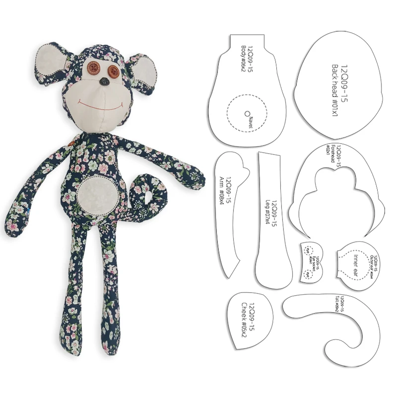 NUBECOM 9pcs Monkey Making Templates DIY Sewing Accessories Doll Quilting Acrylic Stencils Handcraft Decoration Monkey Templates