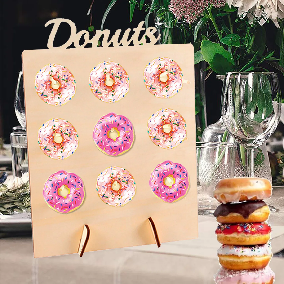 

Diy Wooden Candy Bar Stand Holder Birthday Event Party Favor Donut Wall Stand Gift Doughnut Rack Creative Donut Holder Board