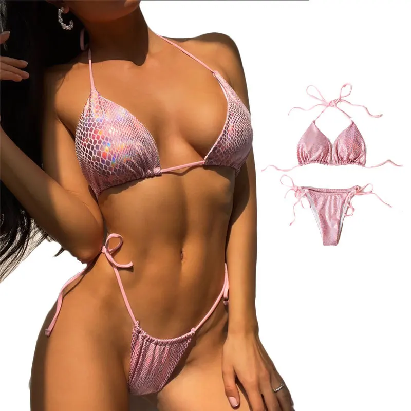 

2023 New Fashion Women Bikini Solid Color Swimwear Backless Sexy Tankini Two-Piece Strap Hot Spring Swimsuit
