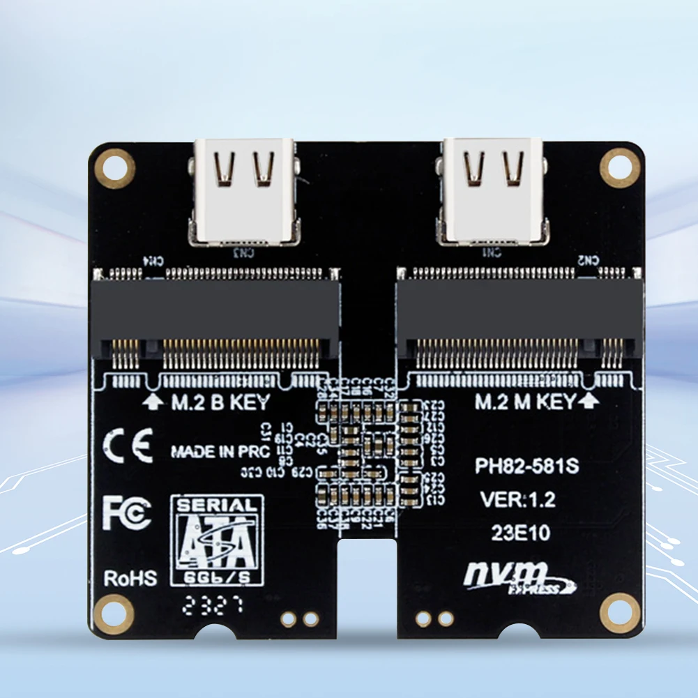 M.2 NVME 하드 디스크 어댑터 카드, 하드 드라이브 인클로저 어댑터 카드, 10Gbps JMS581 SATA NVME 지지대 M.2 SSD 2230-2280, USB3.1 Gen2
