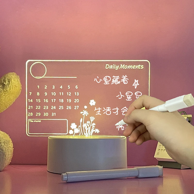 

3D Note Board Creative Led Night Light Message Board Holiday Light With Pen Gift For Children Girlfriend Decoration Night Lamp
