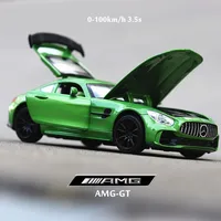 1:32 Mercedes Benz GTR AMG Sports car Simulation Diecast Metal Alloy Model car Sound Light Pull Back Collection Kids Toy A83 1