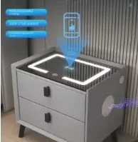 All Solid Wood Smart Bedside Table Simple USB LED Nightstand Modern Bedroom Mini Locker Furniture Bedroom Glass