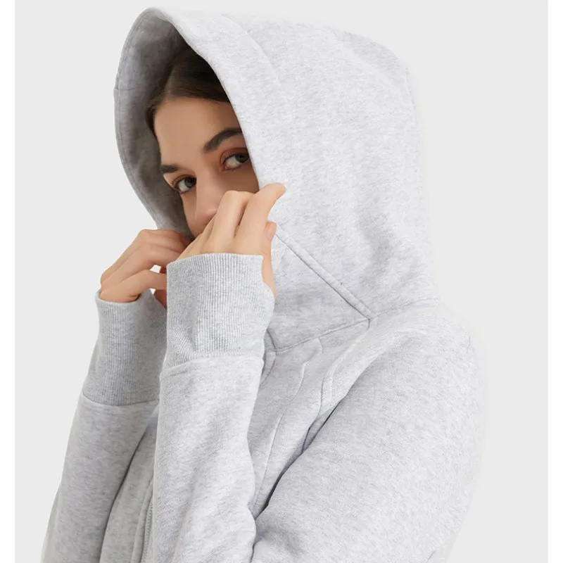 Women Winter New Gym Thick Warm Sport Yoga Running Jacket Fitness Windproof Long Sleeve Zipper Hooded Sweatshirts With Pockets 4