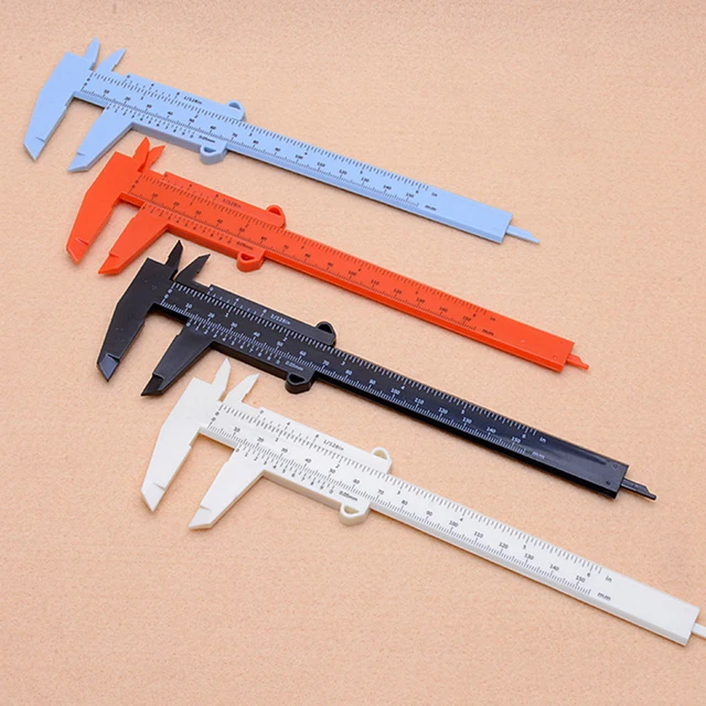 Double Rule Scale Plastic Vernier Caliper Measuring Student Mini Tool Ruler 3