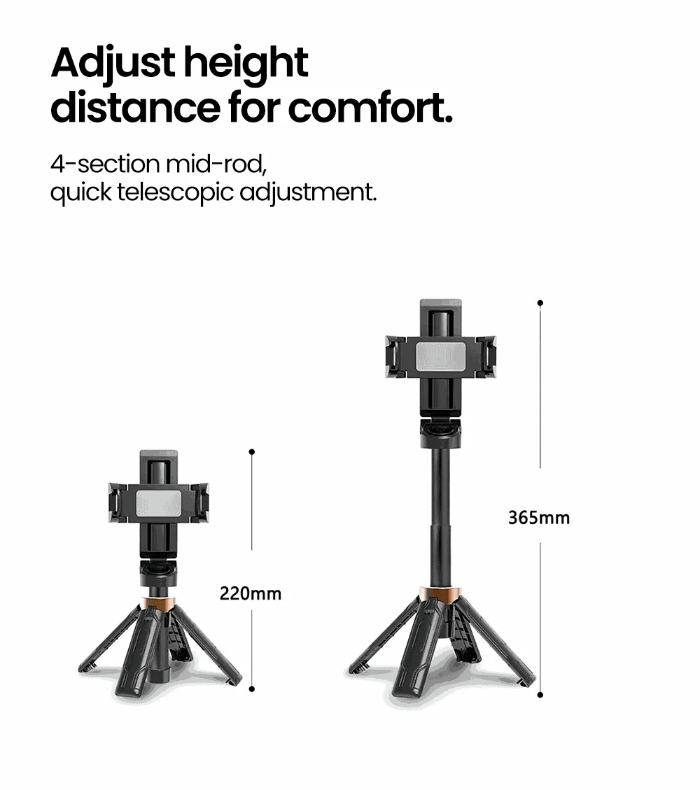 Draadloze Bluetooth selfiestick, mini-statief, uitschuifbare monopod, afstandsbediening voor iPhone, Samsung en Xiaomi._voghion.com