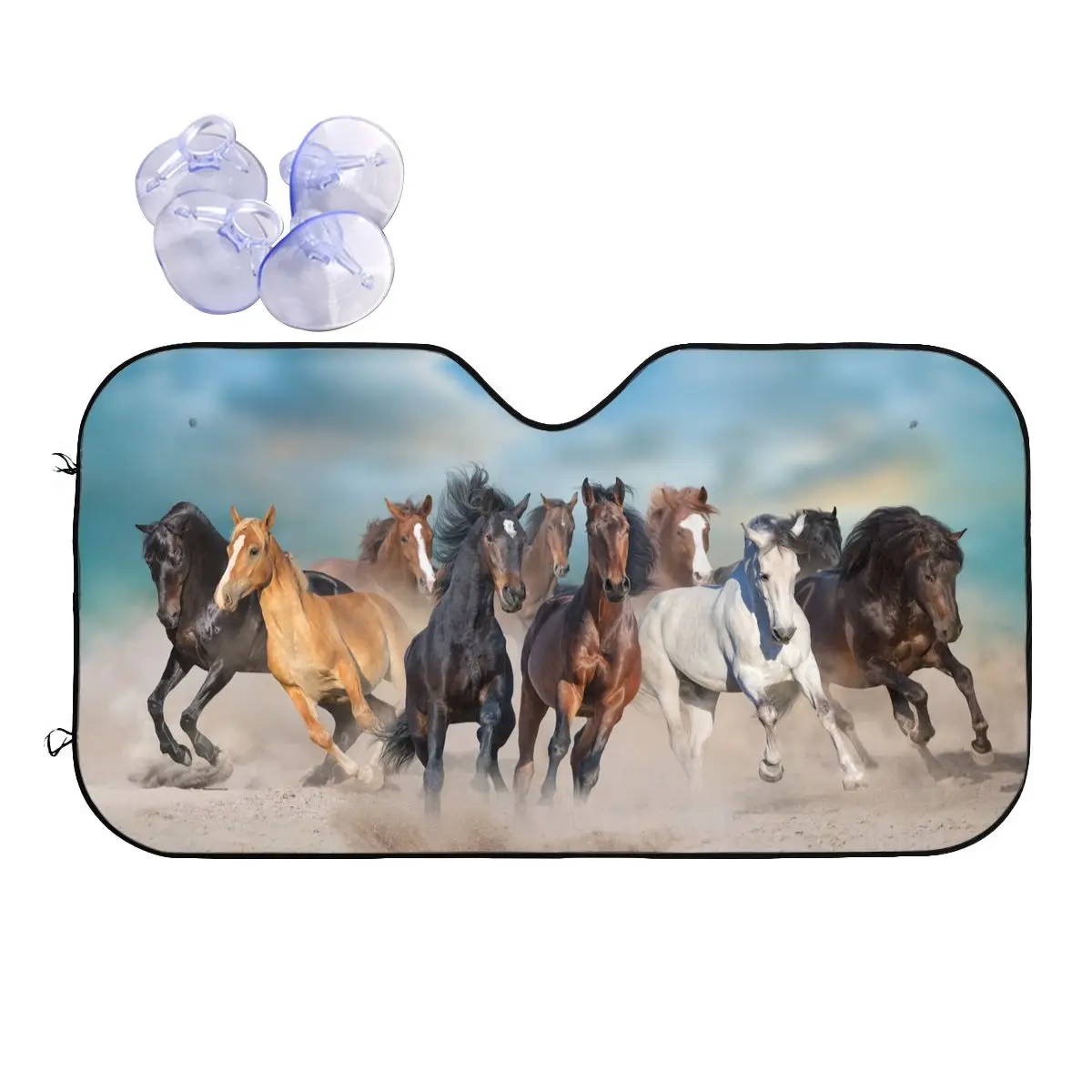 Horse Herd Animal Running Sunshade Windscreen Galloping Horses Lovers Car Front Windshield Sun Visor Blinds Sun Shade Protect
