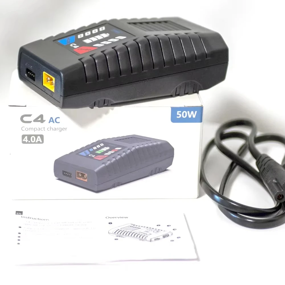 ToolkitRC C4 50W 5A AC Charger XT60 Plug for LIPO LIHV LIFE 2~4S NIMH NICD 5~8S Batteries RC Model FPV Racing Freestyle Drone
