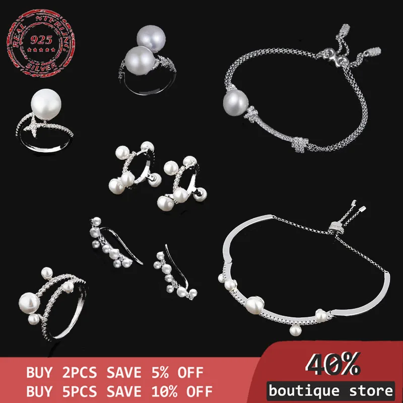 S925 Sterling Silver micro diamond crystal string pearl knot women's Bracelet Ring Earrings Fashion luxury Monaco jewelry |