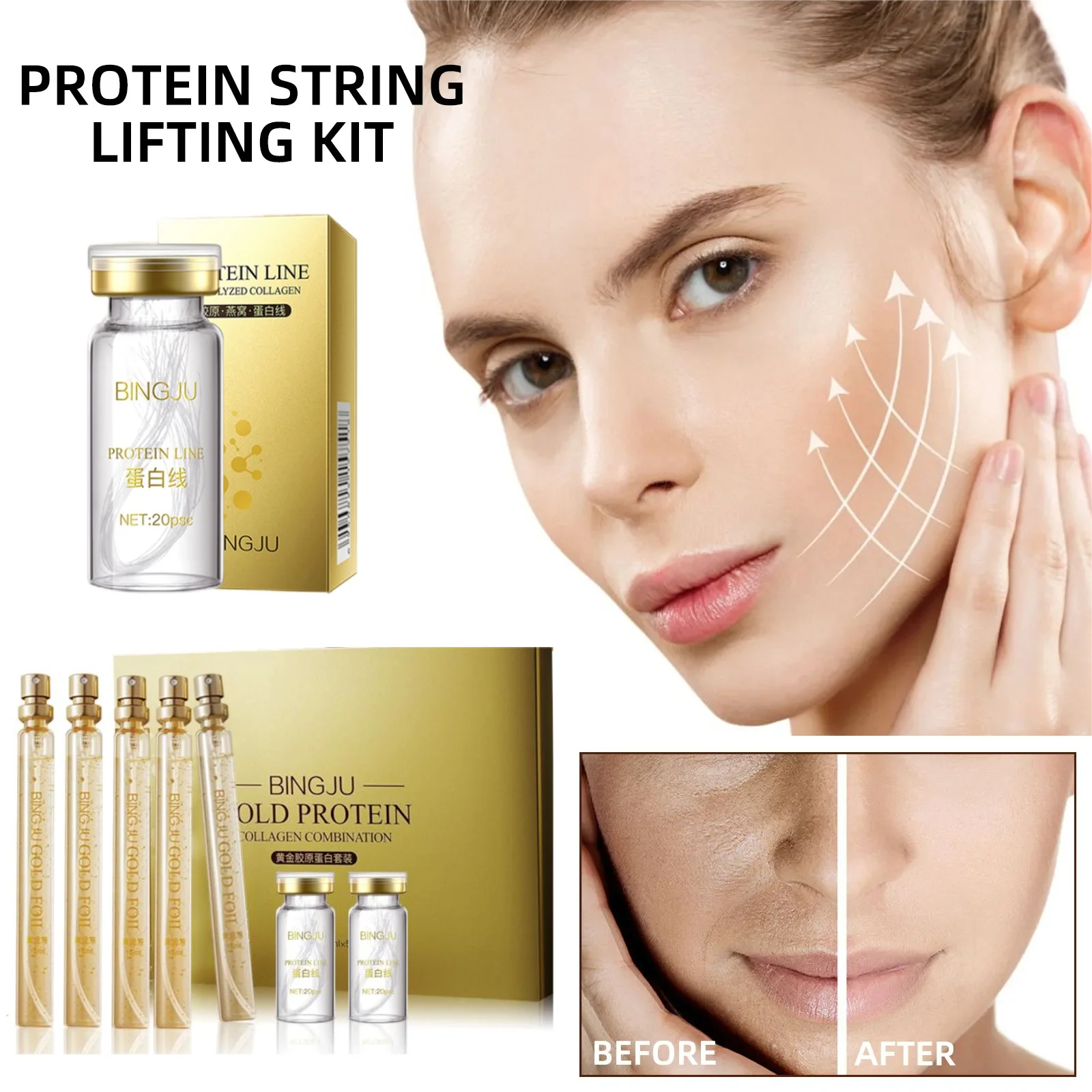 

Instant Lift Collagen Protein Thread Set Face Filler Absorbable Thread Firming Silk Fibroin Line Carving Anti-aging Face Essence