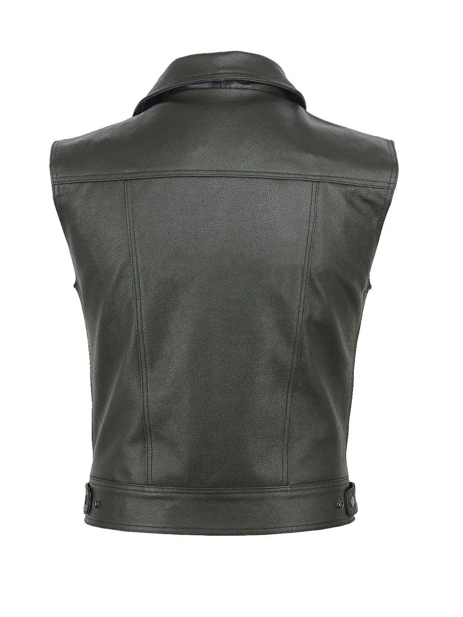 【希少サイズ】美品 CALEE leather vest XLsize Cheemaz Men's Sleeveless Biker Leather Vest - Distressed