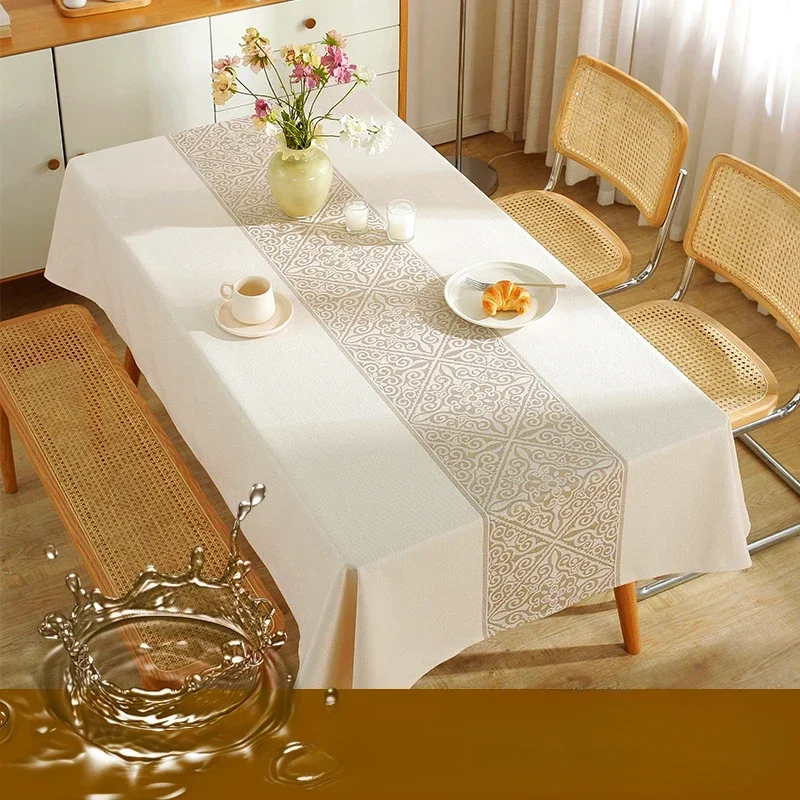 Thickened cotton linen table mat household rectangular coffee table towel waterproof oil proof wholesale tablecloth