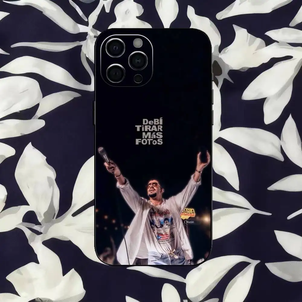 Sleek Black Silicone Soft Phone Case - B-Bad B-Bunny Design