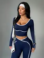 Women's Fall/Winter New Arrival Round Neck Long Sleeve Yoga Top Outdoor Sports Fitness Yoga Pants - Image 3