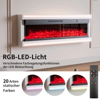 Anajqaqia 51,3×17×161/136,8 см Электрические камины Встроенное светодиодное освещение, таймер и защита от перегрева, функция нагрева, белый — изображение 2