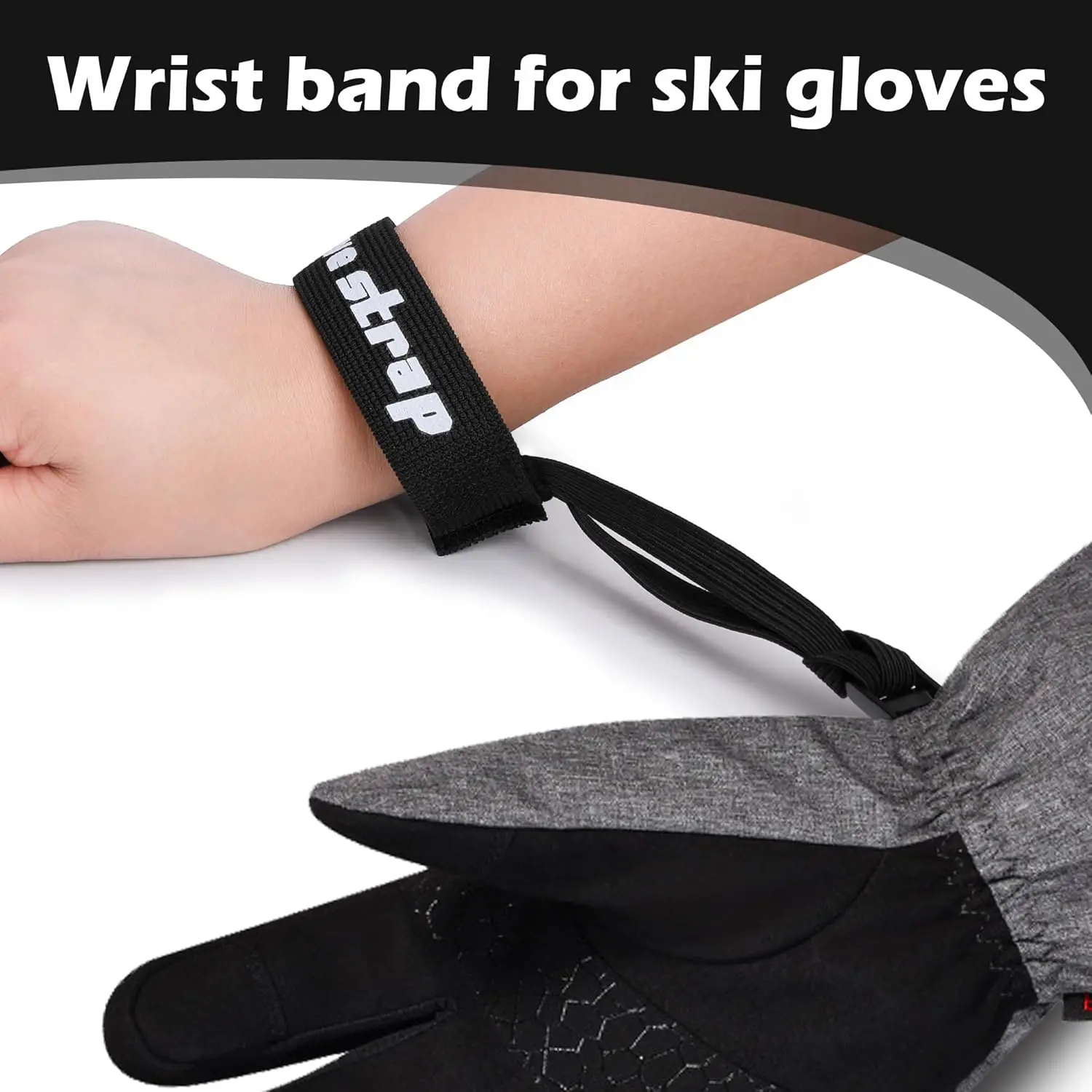 Sport Glove Safety Strap Elastic Ski Glove Leash Holder Ski Gloves Leash Handcuffs for Hanging Glove for Skiing Snowboarding 2