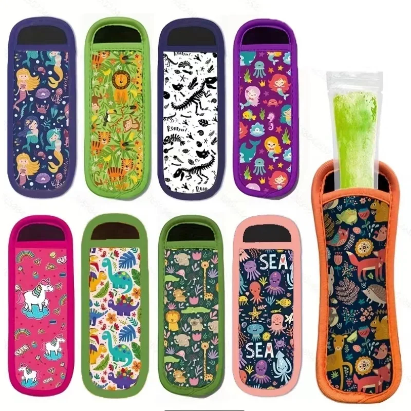Ice Cream Stick Holder Ice Cream Stick Cover Cartoon Pattern Anti Melting and Non Freezing Hand Protective Cover