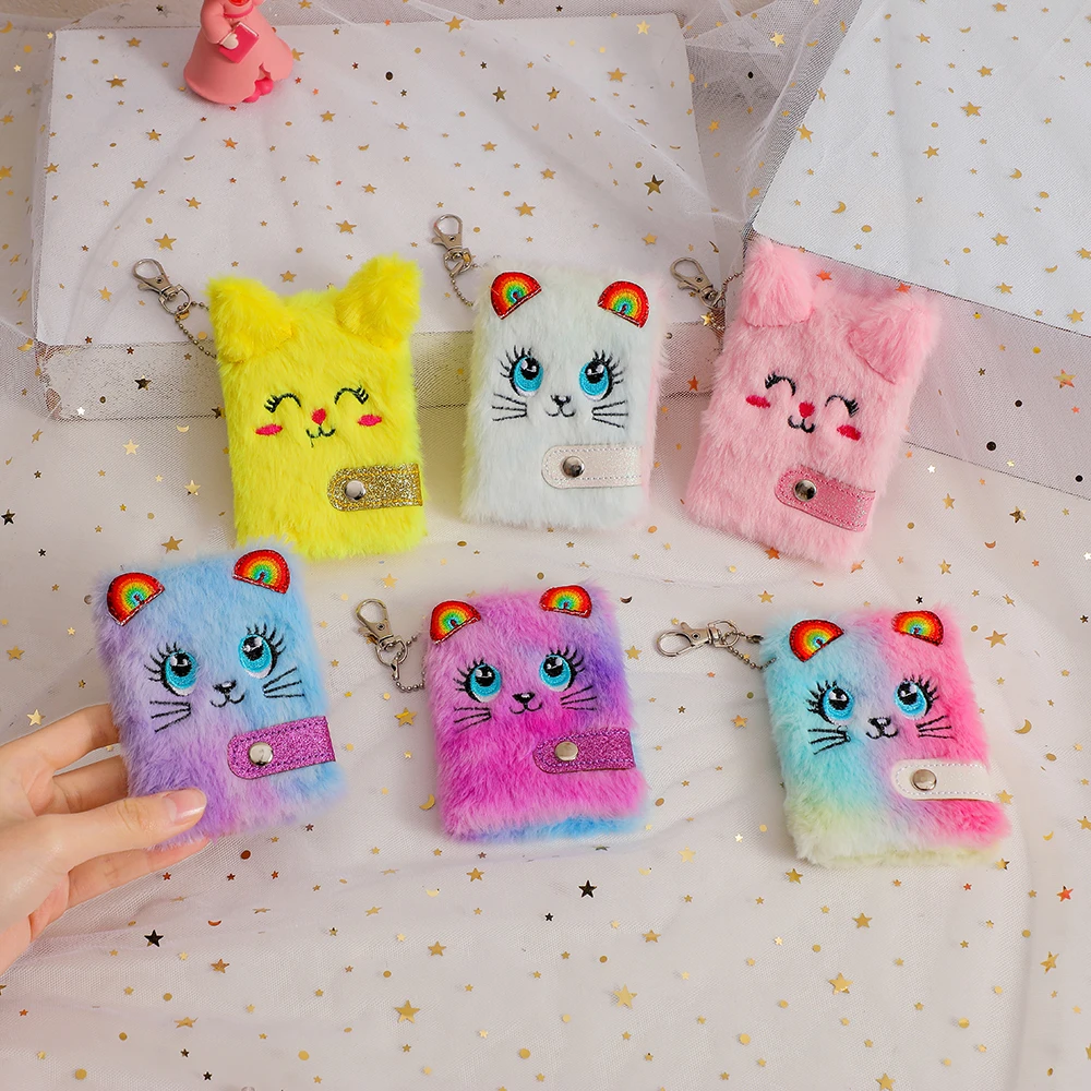 Kawaii Plush Mini Notebooks for Daily Notes Keyring Notepad