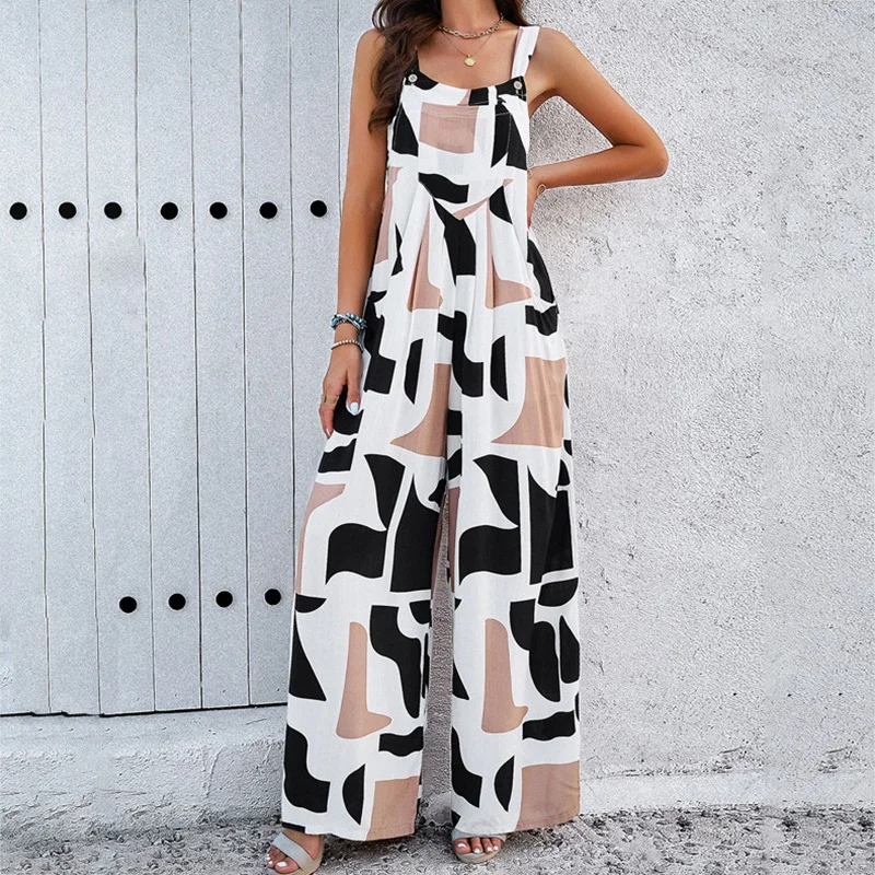 Maternity Clothes Bib Pant Suspender Trouser Loose Casual Female Women Printing Rompers Overalls Wide-Leg Jumpsuit Streetwear 5