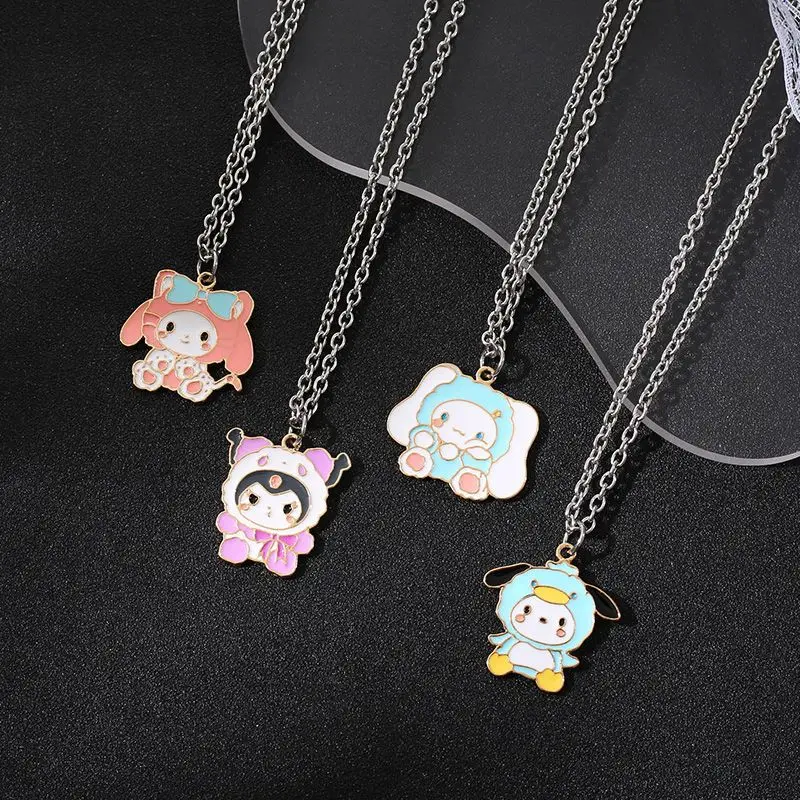 

Sanrio Pendant Kawaii Kuromi MyMelody Cinnamoroll Pochacco Cartoon Cute Titanium Steel Necklace Accessories Gifts for Girls